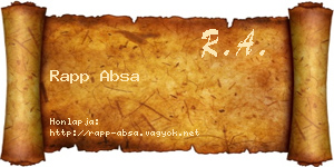 Rapp Absa névjegykártya